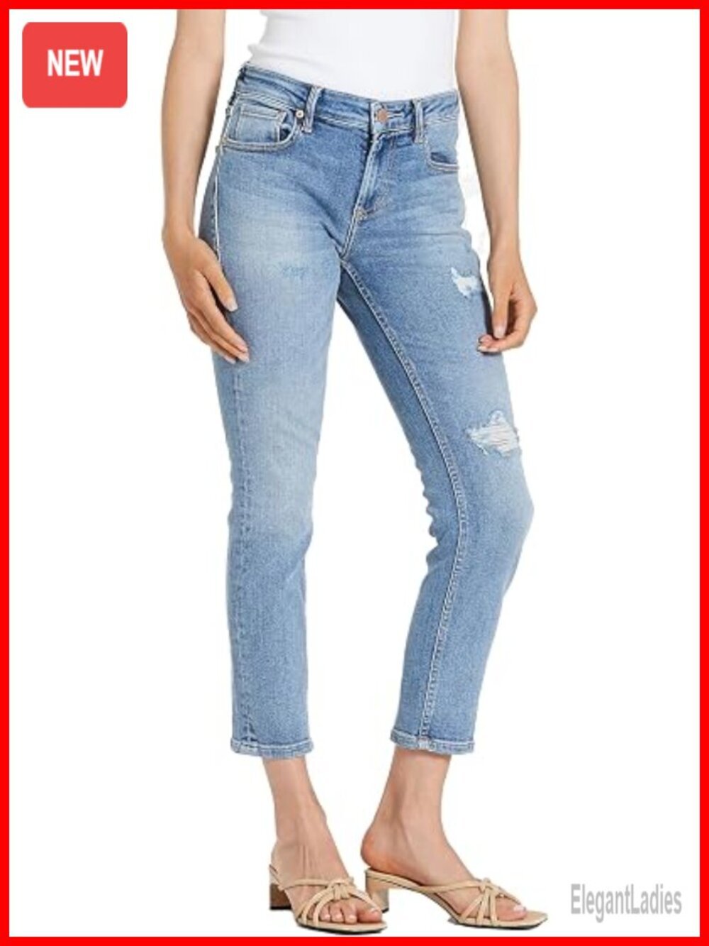 Slim Skinny Ankle Jeans Mid Rise Comfort Stretch Denim